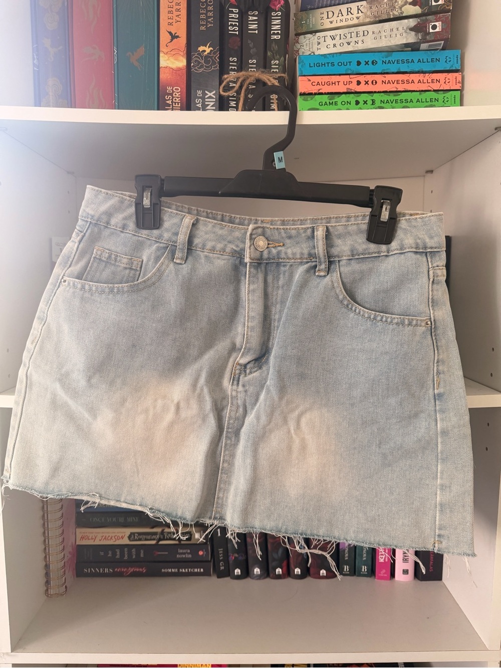 SHEIN Light Wash Denim Mini Skirt